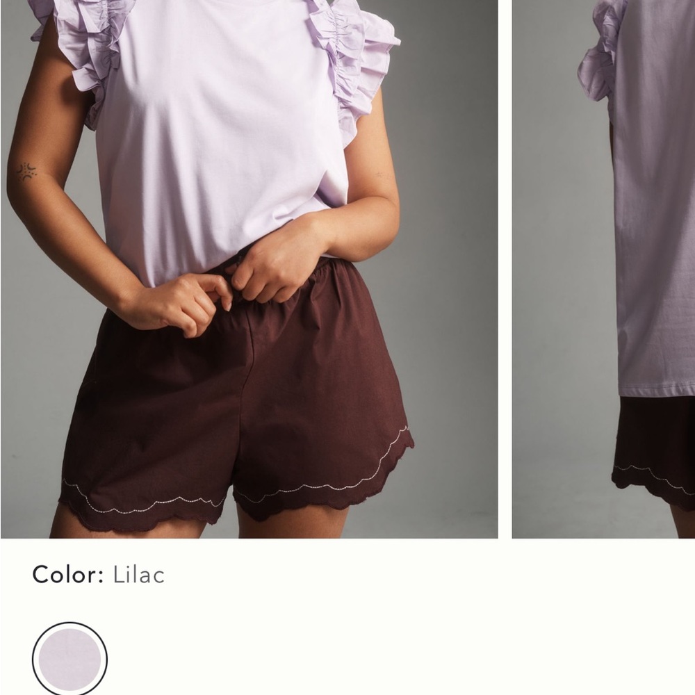Anthropologie English Factory Lilac Ruffle blouse in 1X - Picture 4 of 7
